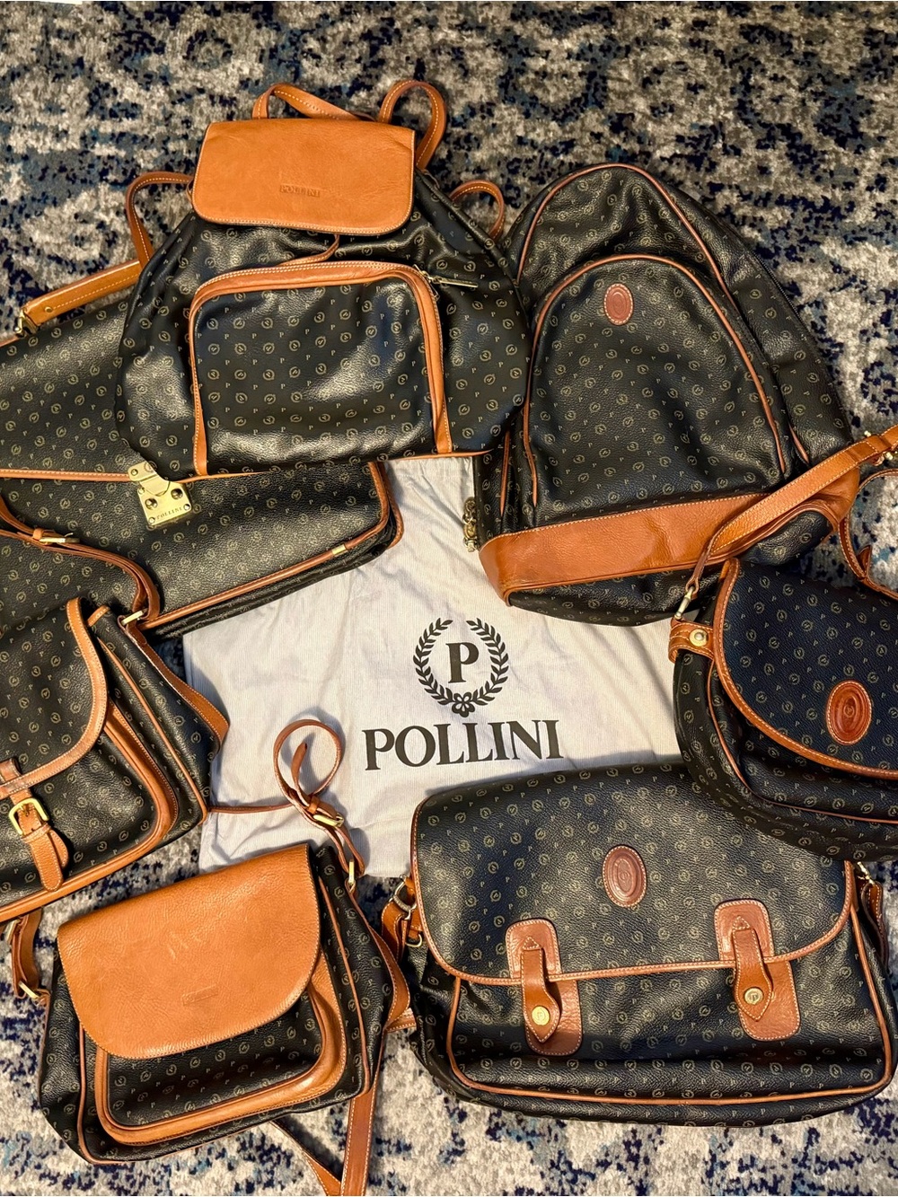 Pollini 90s Multi-Bag Lot (7 bags) Authentic Italian Leather Vintage